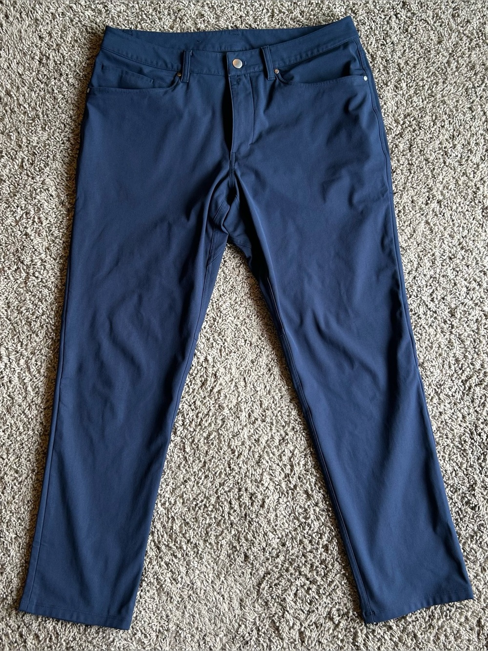 Lululemon ABC Pants Mens 33 (34x29) Classic Slim Navy Warpstreme 5 Pocket Chino